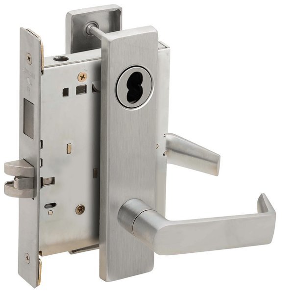 Corridor Mortise Lock with Deadbolt, 06L Design, SFIC Prep, Less Core, Satin Stainless Steel, Schlage, Mfr#: L9456B 06L 630